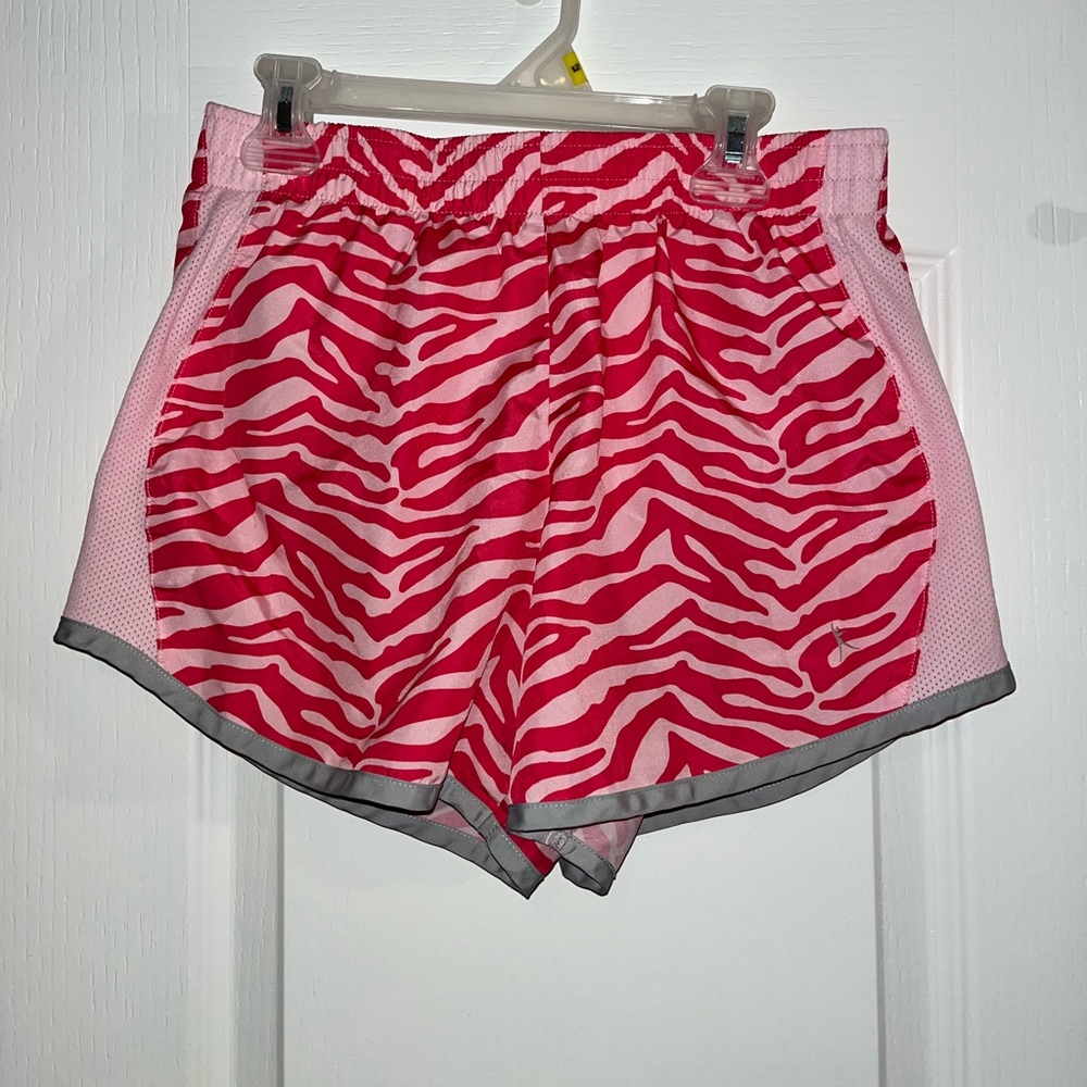 Zebra print athletic shorts hot pink and light pink